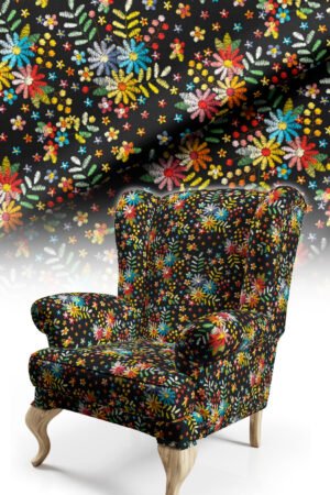 Crisp Floral Patterned Cotton-backed Thick rachel-knit Upholstery fabric 140cm width ( POP 11 )