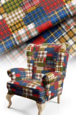Plaid Patterned Cotton-backed Thick rachel-knit Upholstery fabric 140cm width ( POP 18 )