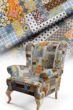 Mixed Tile-patterned Patterned Cotton-backed Thick rachel-knit Upholstery fabric 140cm width ( POP 19 )