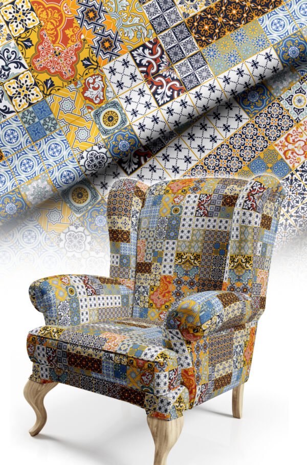 Mixed Tile Pattern Upholstery Fabric, 140cm Width (POP 19)