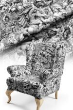 Statue Medieval Patterned Cotton-backed Thick rachel-knit Upholstery fabric 140cm width ( POP 21 )