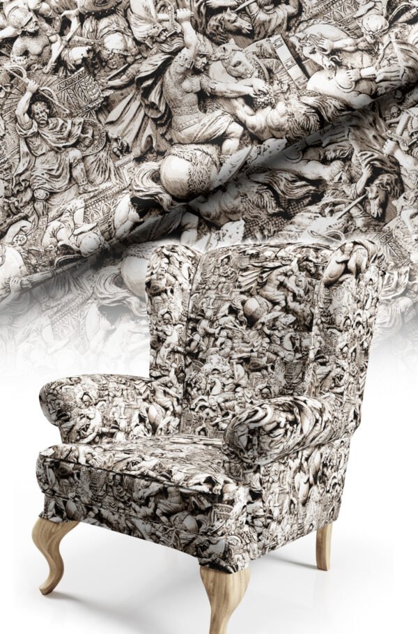 Medieval Statue Brown Pattern Upholstery Fabric, 140cm Width (POP 22)