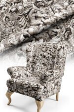 Statue Medieval Patterned Brown Detailed Cotton-backed Thick rachel-knit Upholstery fabric 140cm width ( POP 22 )