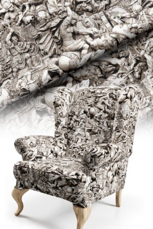 Statue Medieval Patterned Brown Detailed Cotton-backed Thick rachel-knit Upholstery fabric 140cm width ( POP 22 )
