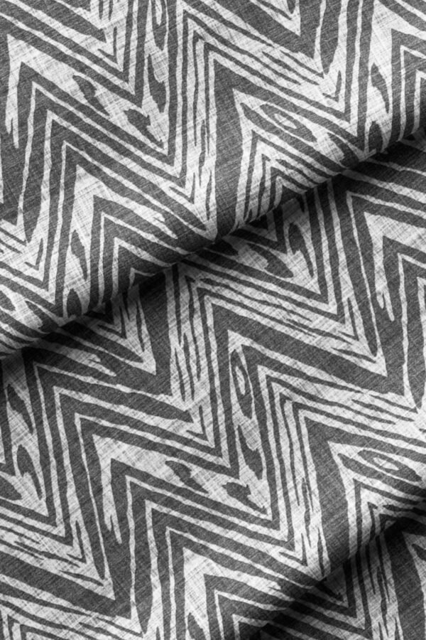 Woven-Effect Smoke Grey Zigzag Pattern Upholstery Fabric by Nilstar®