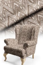 Woven-Effect Brown Zigzag Pattern Upholstery Fabric, 140cm Width (POP 37)