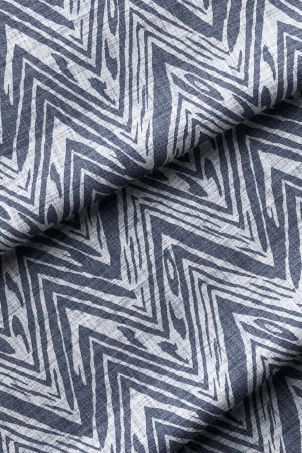 Woven-Effect Navy Zigzag Pattern Upholstery Fabric by Nilstar®