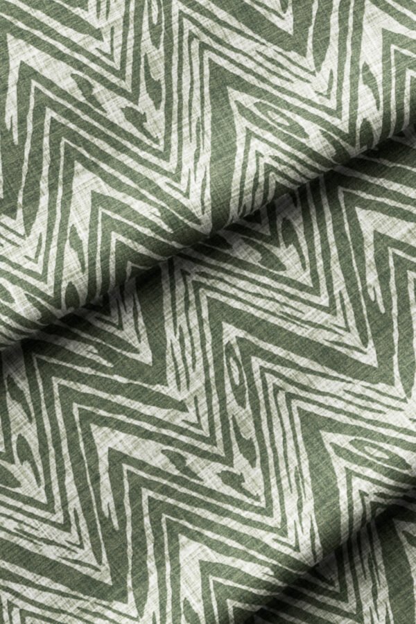 Woven-Effect Green Zigzag Pattern Upholstery Fabric by Nilstar®