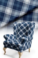 Blue Tartan Pattern Upholstery Fabric, 140cm Width (POP 39)