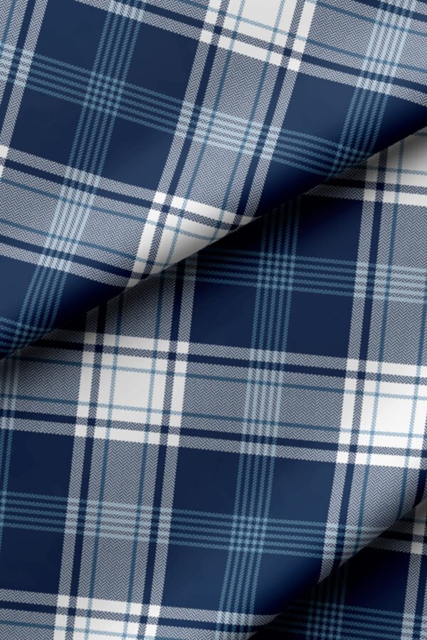 Blue Tartan Pattern Upholstery Fabric by Nilstar®