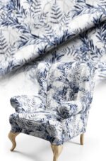 Blue Leaf Pattern Upholstery Fabric, 140cm Width (POP 42)