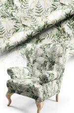 Green Leaf Patterned Cotton-backed Thick rachel-knit Upholstery fabric 140cm width ( POP 42 GREEN )