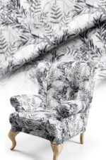 Smoke gray Leaf Patterned Cotton-backed Thick rachel-knit Upholstery fabric 140cm width ( POP 42 SMOKE GRAY )