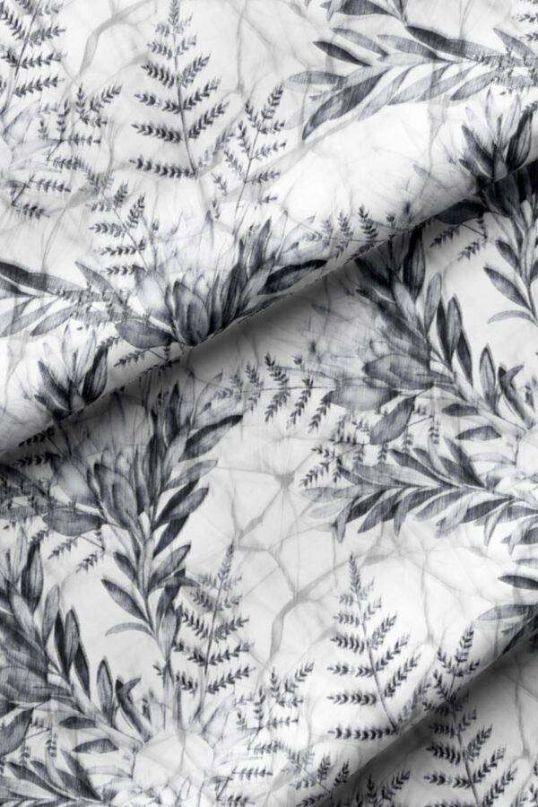 Smoke Grey Leaf Pattern Upholstery Fabric by Nilstar®