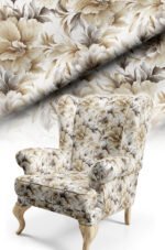 Classic Floral Patterned Cotton-backed Thick rachel-knit Upholstery fabric 140cm width ( POP 54 BROWN )