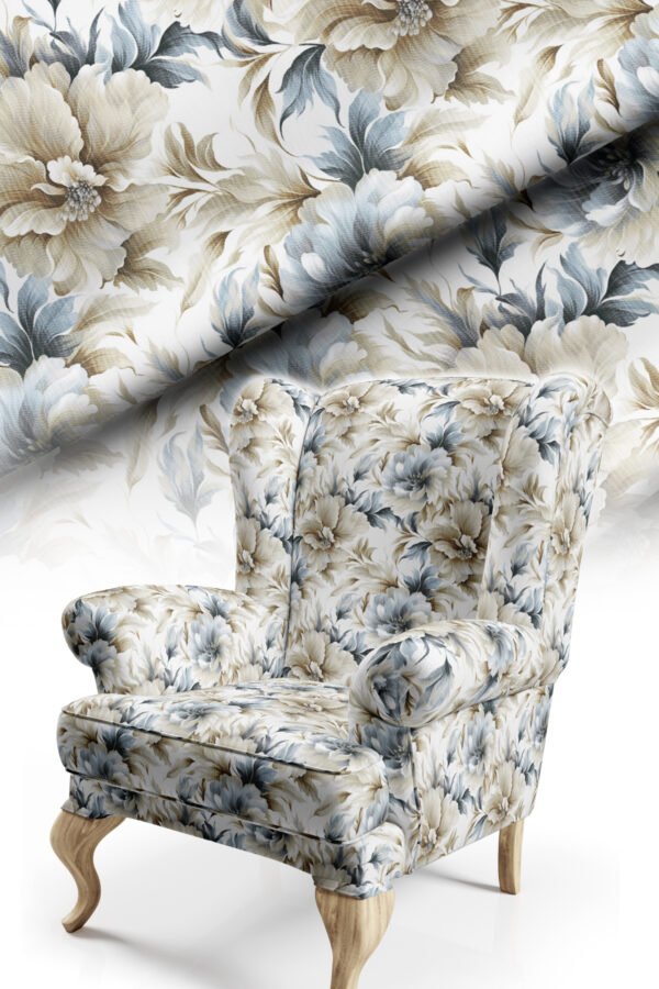 Blue Classic Floral Pattern Upholstery Fabric by Nilstar®