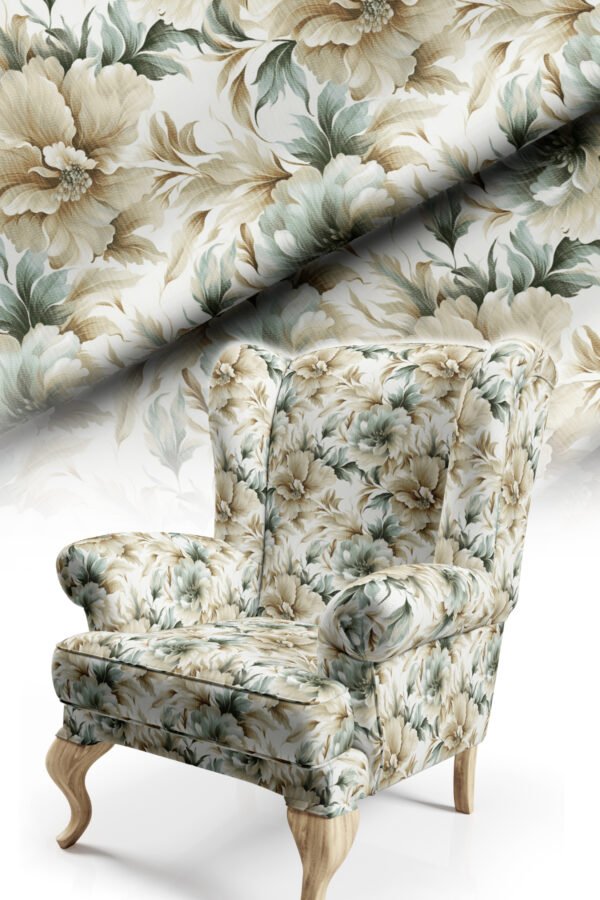 Green Classic Floral Pattern Upholstery Fabric by Nilstar®