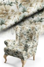 Classic Floral Patterned Cotton-backed Thick rachel-knit Upholstery fabric 140cm width ( POP 54 GREEN )