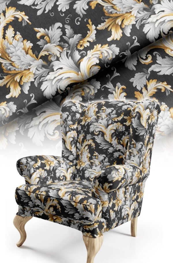Smoke Grey Classic Pattern Upholstery Fabric, 140cm Width (POP 57)