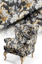 Classic Patterned Cotton-backed Thick rachel-knit Upholstery fabric 140cm width ( POP 57 SMOKE GRAY )