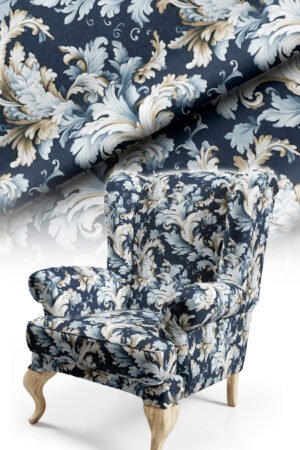 Classic Patterned Cotton-backed Thick rachel-knit Upholstery fabric 140cm width ( POP 57 NAVY BLUE )