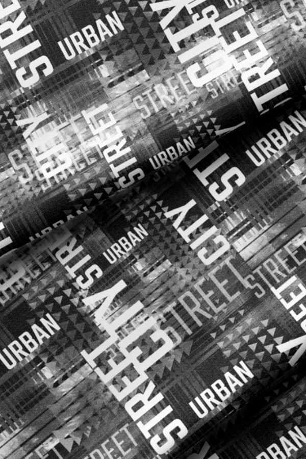 Black White Modern Script Pattern Upholstery Fabric by Nilstar®