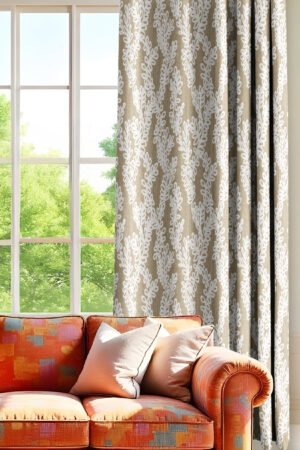 Embroidery Patterned Modern Beige Blackout curtain - 140 x 270 cm