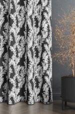 Embroidery Patterned Modern Smoke gray Blackout curtain - 140 x 270 cm