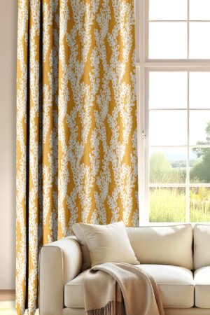 Embroidery Patterned Modern Yellow Blackout curtain - 140 x 270 cm