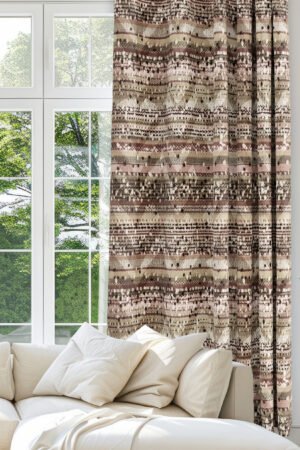 Ethnic Woven Patterned Brown Colorful Digitally-printed Blackout curtain - 140 x 270 cm