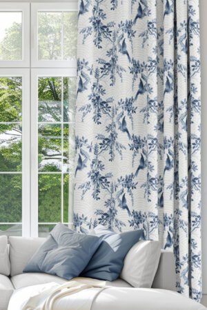 Modern Floral Patterned Blue Colorful Digitally-printed Blackout curtain - 140 x 270 cm