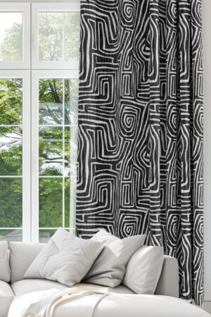 Spiral Stripe Patterned Smoke gray Modern Blackout curtain - 140 x 270 cm