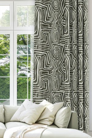 Spiral Stripe Patterned Green Modern Blackout curtain - 140 x 270 cm