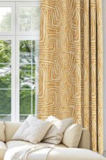 Spiral Stripe Patterned Yellow Modern Blackout curtain - 140 x 270 cm