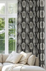 Classic Damask Patterned Smoke gray Modern Blackout curtain - 140 x 270 cm