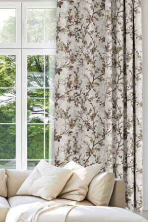 Spring blossom Branches Floral Patterned Beige Colorful Digitally-printed Modern Blackout curtain - 140 x 270 cm