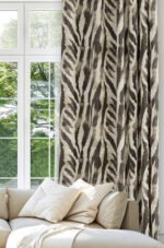Modern Digitally-Printed Brown Zebra-Stripe Pattern Blackout Curtain Panel, 140 x 270cm