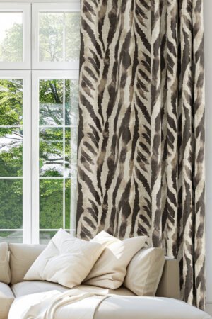 Zebra Stripes Patterned Brown Colorful Digitally-printed Modern Blackout curtain - 140 x 270 cm