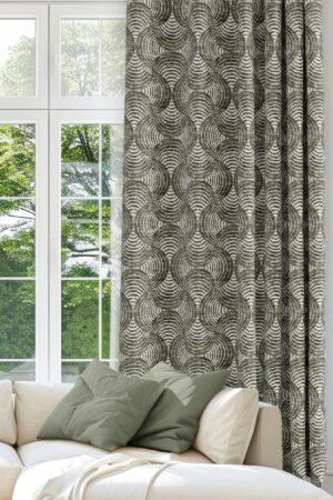 Geometric Hoop Patterned Green Colorful Digitally-printed Modern Blackout curtain - 140 x 270 cm