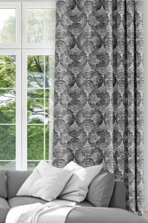 Geometric Hoop Patterned Smoke gray Colorful Digitally-printed Modern Blackout curtain - 140 x 270 cm