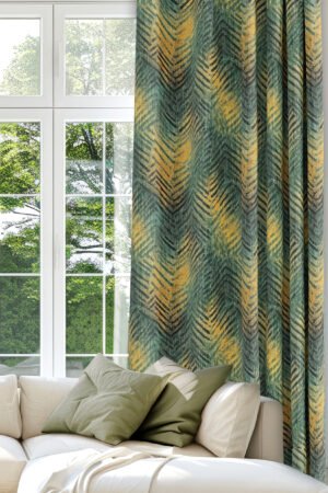 Green Yellow Tropical Patterned Modern Blackout curtain - 140 x 270 cm