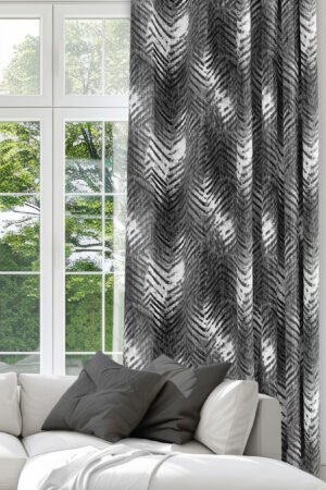 Gray - Smoke gray Tropical Patterned Modern Blackout curtain - 140 x 270 cm