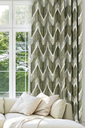 Stripe Patterned Abstract Green Colorful Digitally-printed Modern Blackout curtain - 140 x 270 cm