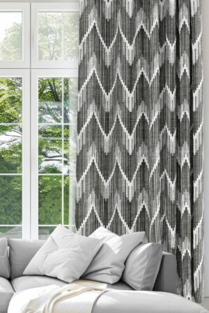 Stripe Patterned Abstract Gray Colorful Digitally-printed Modern Blackout curtain - 140 x 270 cm