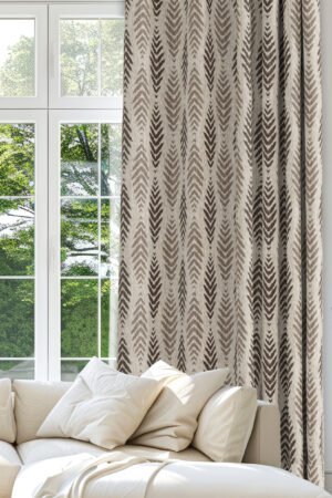 Brown Zigzag Patterned Modern Blackout curtain - 140 x 270 cm