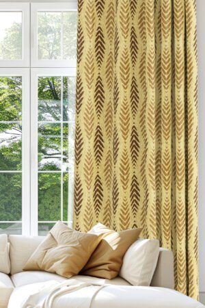 Yellow Zigzag Patterned Modern Blackout curtain - 140 x 270 cm