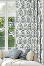 Elegant Floral Pattern on White Blackout Curtain Panel, 140 x 270cm