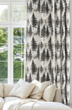 Pine Tree Patterned Modern Beige Blackout curtain - 140 x 270 cm