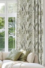 Modern Wheat Pattern in Green Blackout Curtain Panel, 140 x 270cm