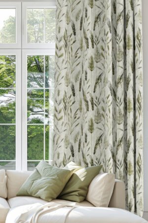 Wheat Patterned Green Modern Blackout curtain - 140 x 270 cm